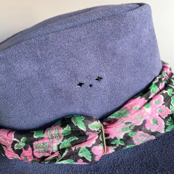 Vintage Australian Blue Suede Vented Bush Hat - S 🇦🇺 - Picture 3 of 8